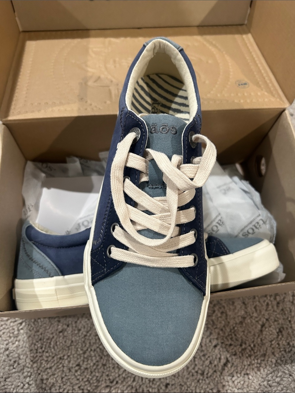 Taos Footwear navy blue, denim, and light gray sneakers - Picture 6 of 7